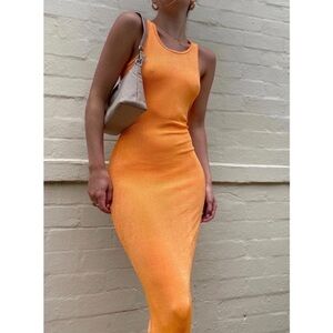 LIONESS | Orange Body-con Midi Dress | Small